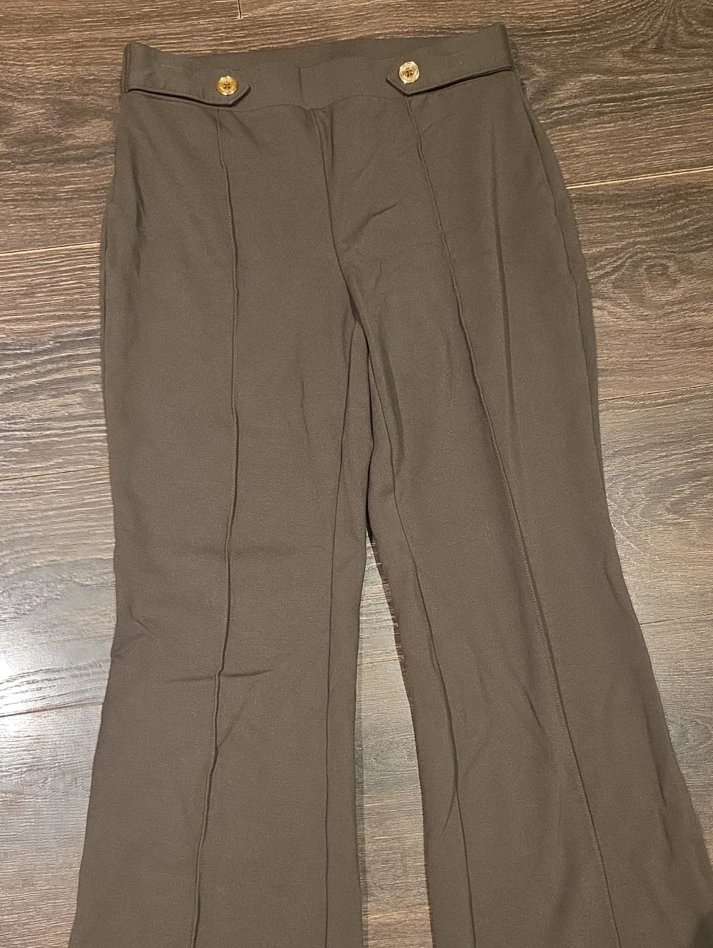 ❤️ MICHAEL MICHAEL KORS PULL ON FLARE PONTE KNIT PANTS, OLIVE GREEN, SMALL